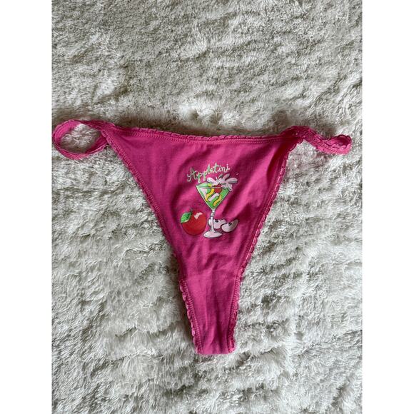 Nick & Nora Other - NWOT Nick & Nora Confidential Appletini Graphic Thong Pink Size L Loop Side